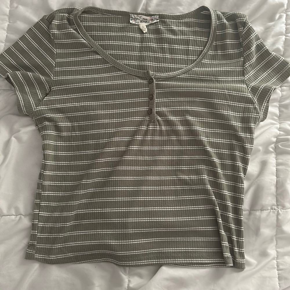 Pink Republic Green & White Stripped Top
